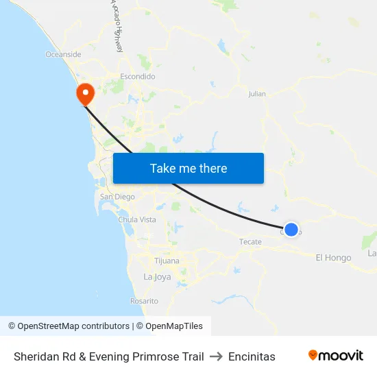 Sheridan Rd & Evening Primrose Trail to Encinitas map