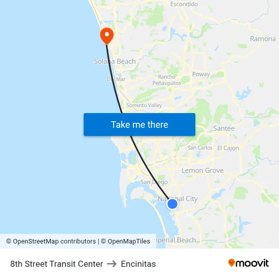 8th Street Transit Center to Encinitas map