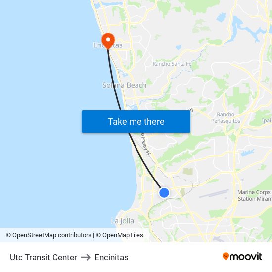 Utc Transit Center to Encinitas map