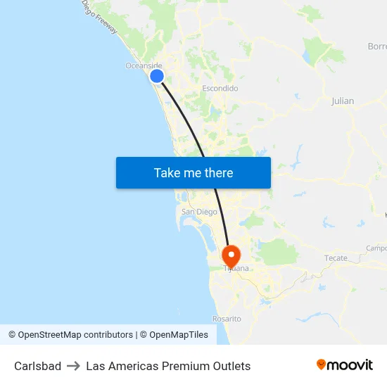Carlsbad to Las Americas Premium Outlets map