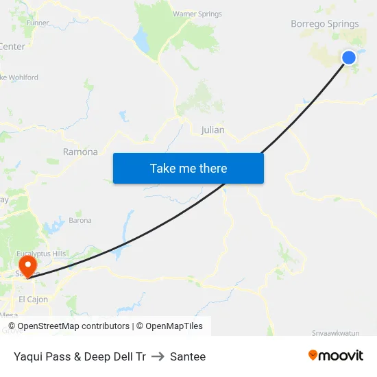 Yaqui Pass & Deep Dell Tr to Santee map