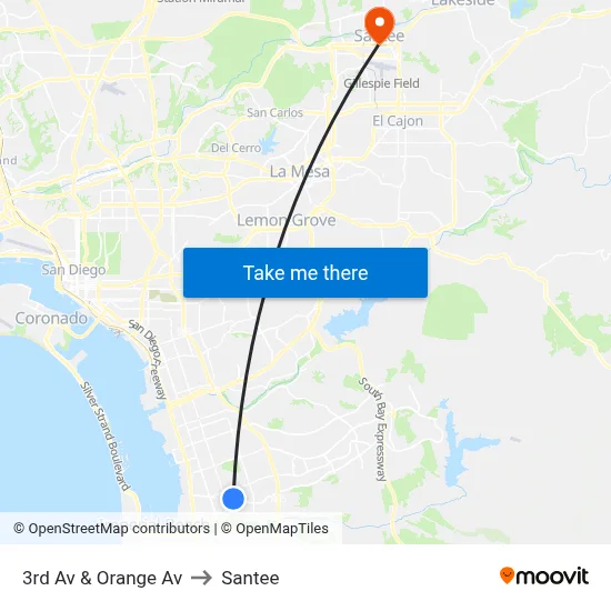3rd Av & Orange Av to Santee map