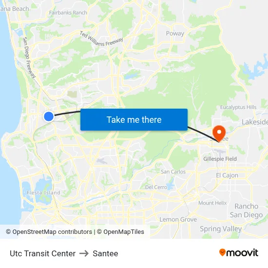 Utc Transit Center to Santee map