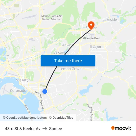 43rd St & Keeler Av to Santee map