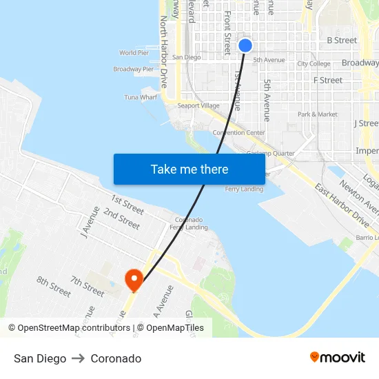 San Diego to Coronado map