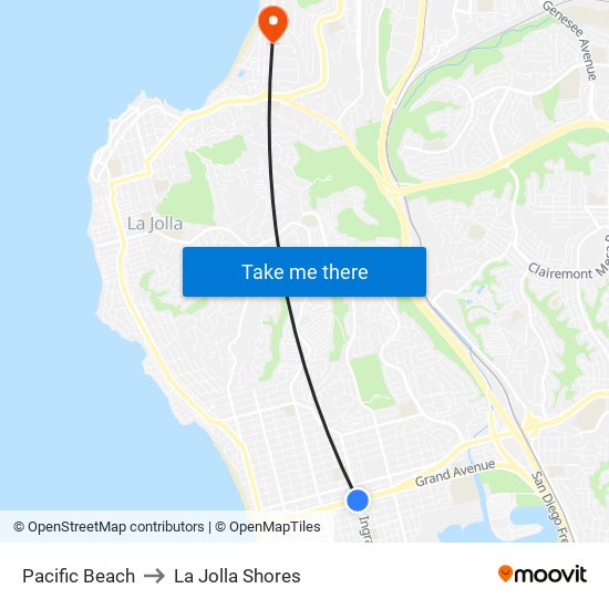 Pacific Beach to La Jolla Shores map