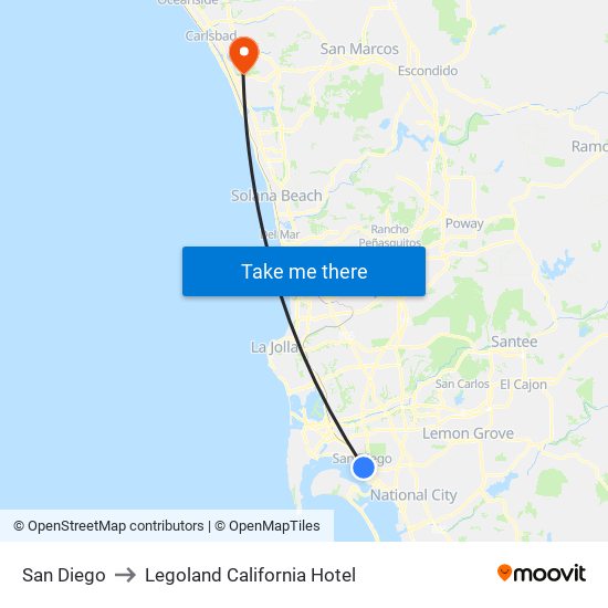 San Diego to Legoland California Hotel map