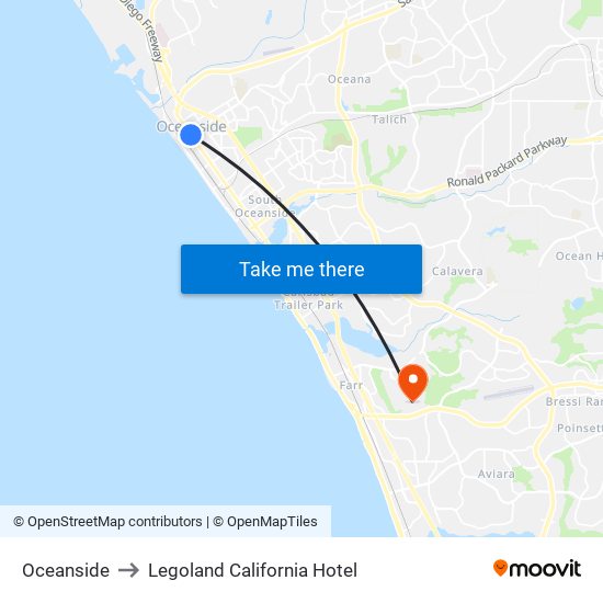 Oceanside to Legoland California Hotel map