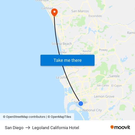 San Diego to Legoland California Hotel map