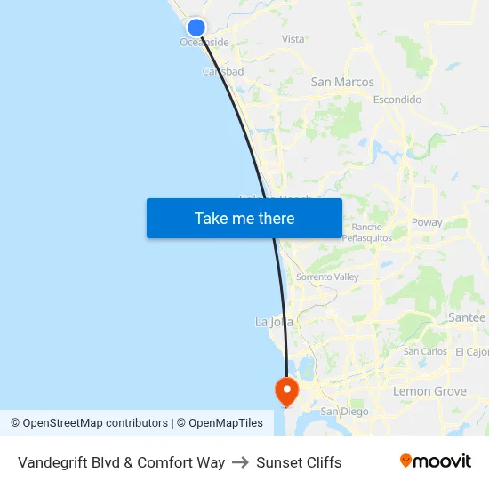 Vandegrift Blvd & Comfort Way to Sunset Cliffs map