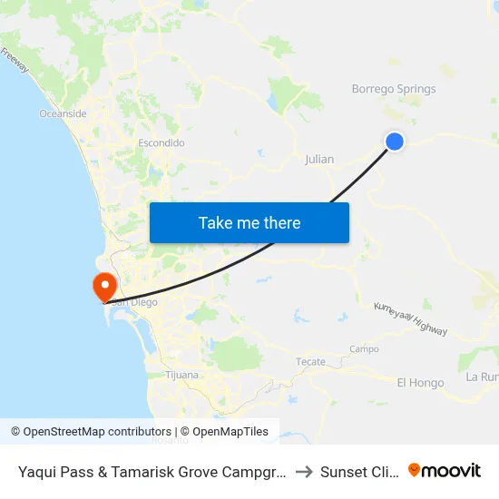Yaqui Pass & Tamarisk Grove Campground to Sunset Cliffs map