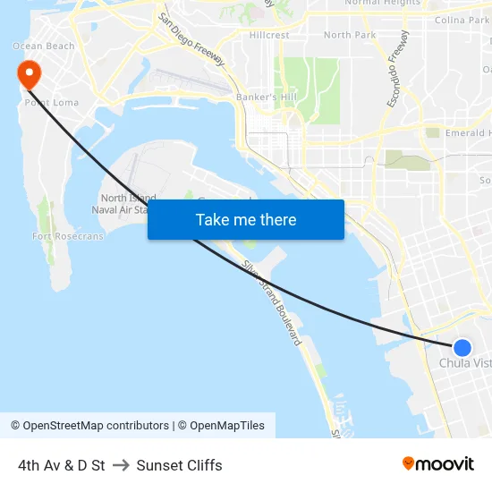 4th Av & D St to Sunset Cliffs map