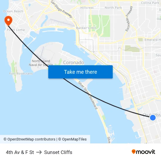 4th Av & F St to Sunset Cliffs map