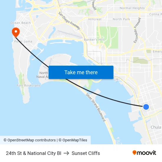 24th St & National City Bl to Sunset Cliffs map
