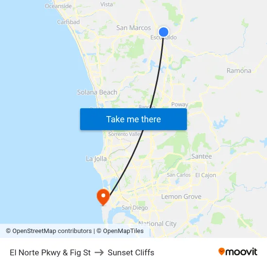 El Norte Pkwy & Fig St to Sunset Cliffs map