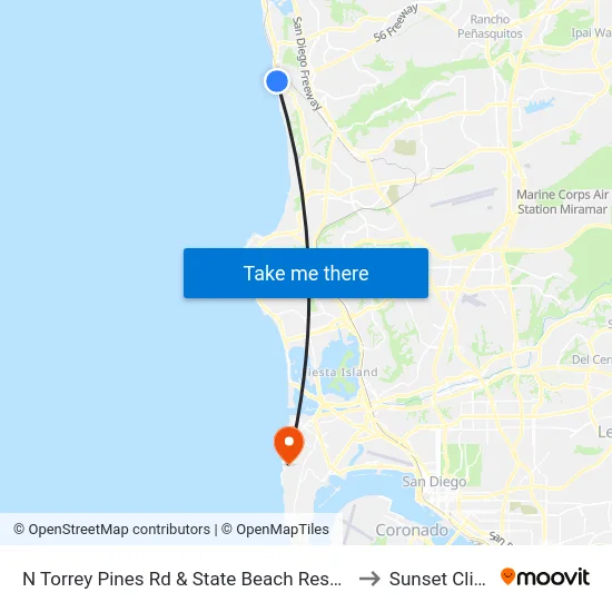 N Torrey Pines Rd & State Beach Reserve to Sunset Cliffs map