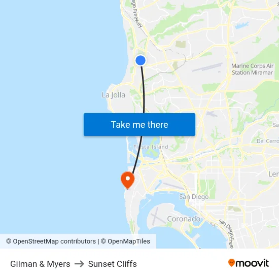 Gilman & Myers to Sunset Cliffs map