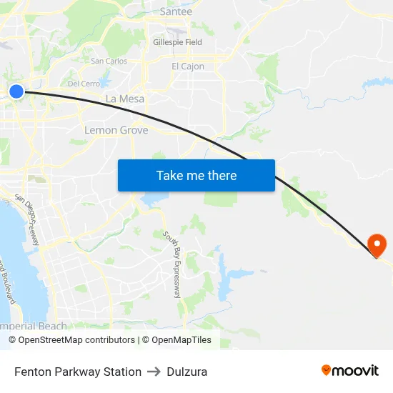 Fenton Parkway Station to Dulzura map