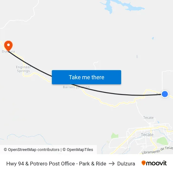 Hwy 94 & Potrero Post Office - Park & Ride to Dulzura map
