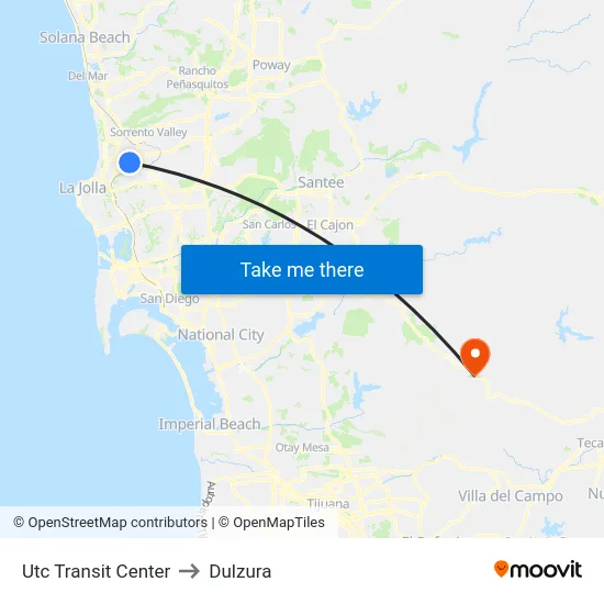 Utc Transit Center to Dulzura map