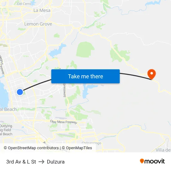 3rd Av & L St to Dulzura map