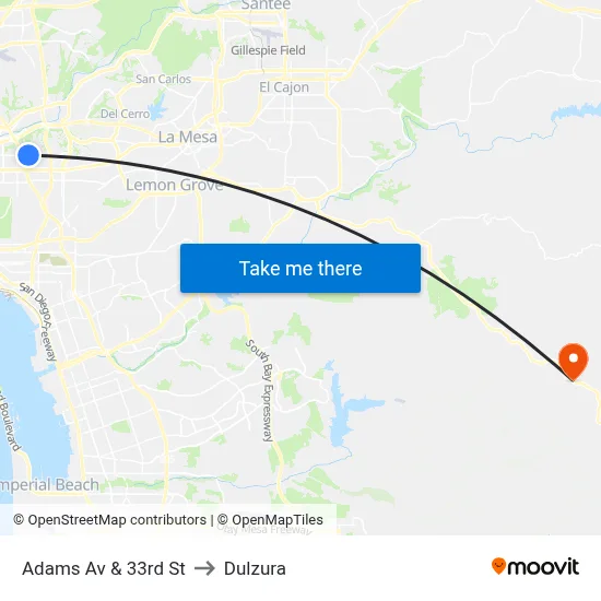 Adams Av & 33rd St to Dulzura map