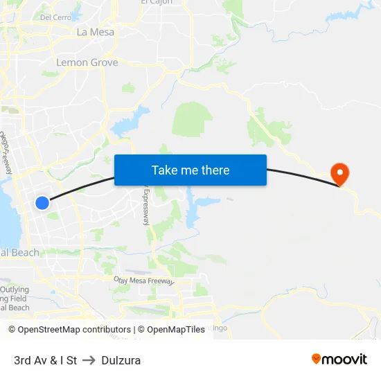 3rd Av & I St to Dulzura map