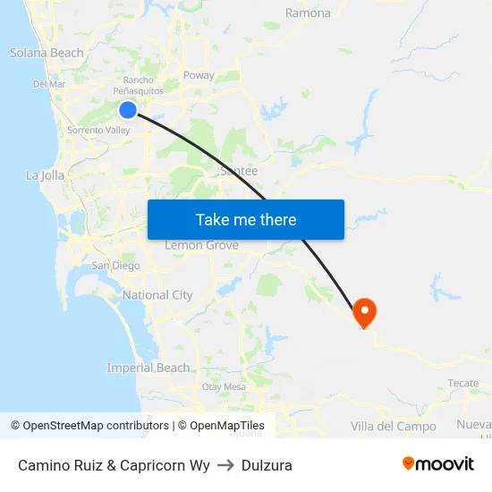 Camino Ruiz & Capricorn Wy to Dulzura map