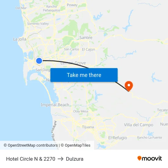 Hotel Circle N & 2270 to Dulzura map