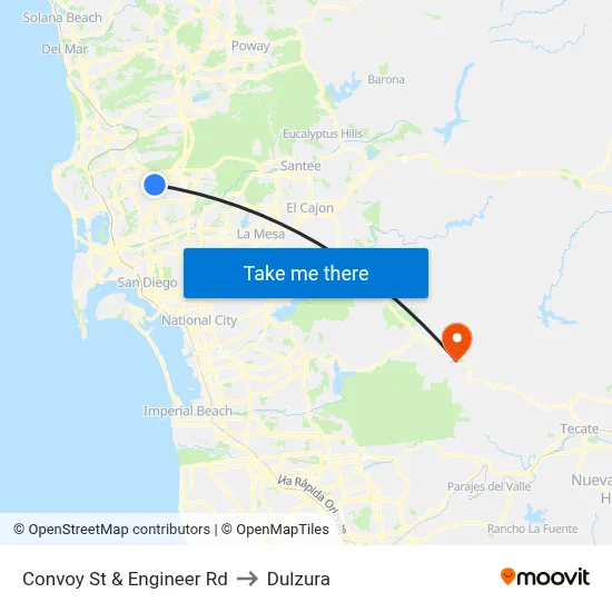 Convoy St & Engineer Rd to Dulzura map