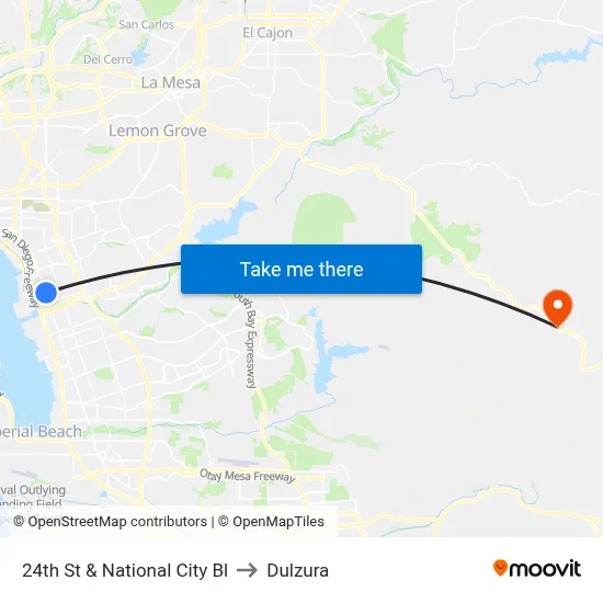 24th St & National City Bl to Dulzura map