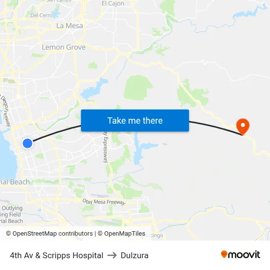 4th Av & Scripps Hospital to Dulzura map