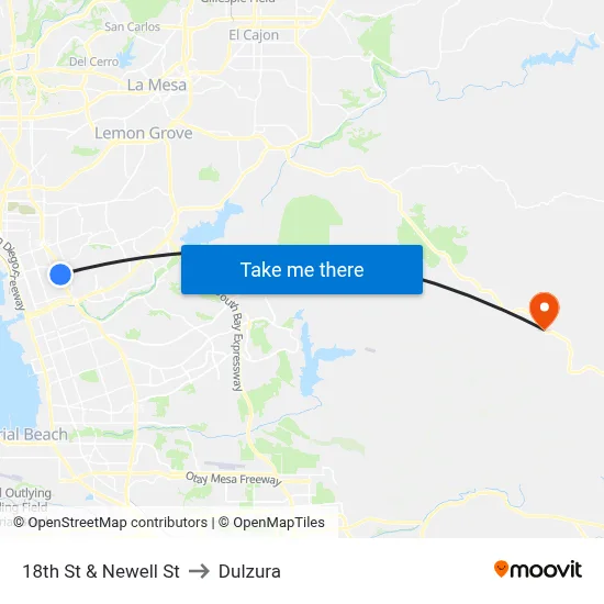 18th St & Newell St to Dulzura map
