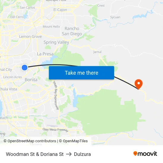 Woodman St & Doriana St to Dulzura map