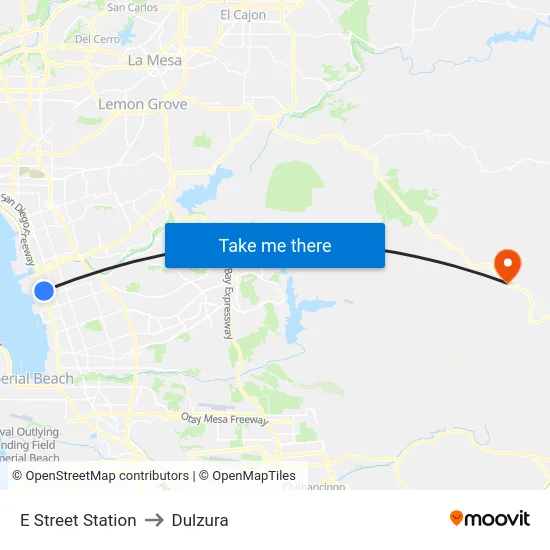 E Street Station to Dulzura map