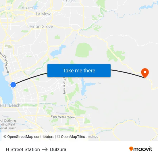 H Street Station to Dulzura map