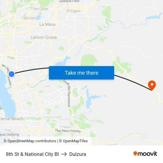 8th St & National City Bl to Dulzura map