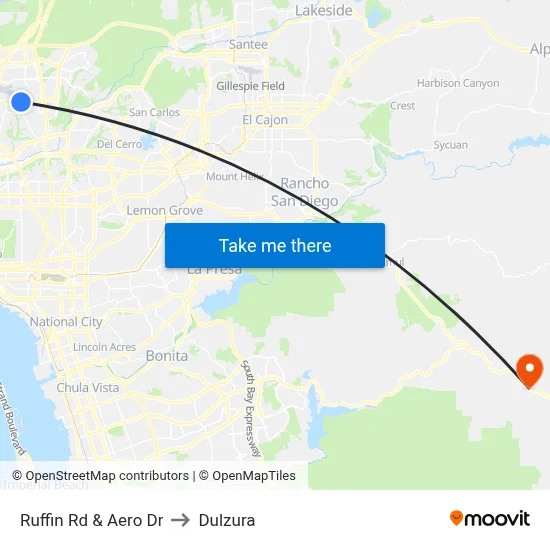 Ruffin Rd & Aero Dr to Dulzura map