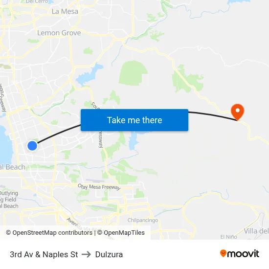 3rd Av & Naples St to Dulzura map