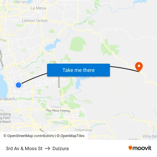 3rd Av & Moss St to Dulzura map