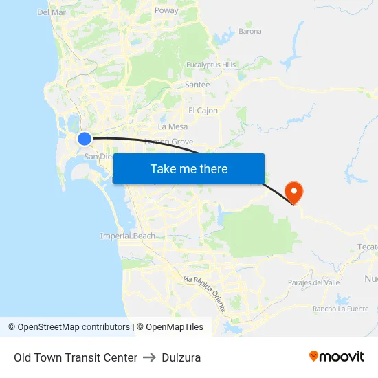 Old Town Transit Center to Dulzura map