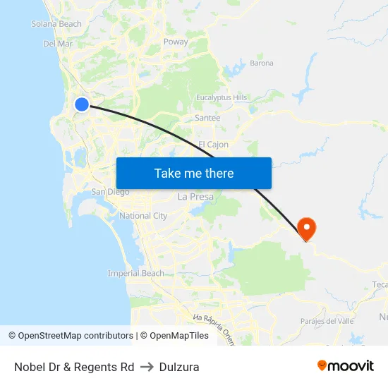 Nobel Dr & Regents Rd to Dulzura map