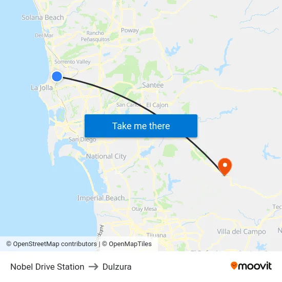 Nobel Drive Station to Dulzura map