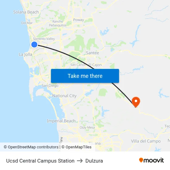 Ucsd Central Campus Station to Dulzura map