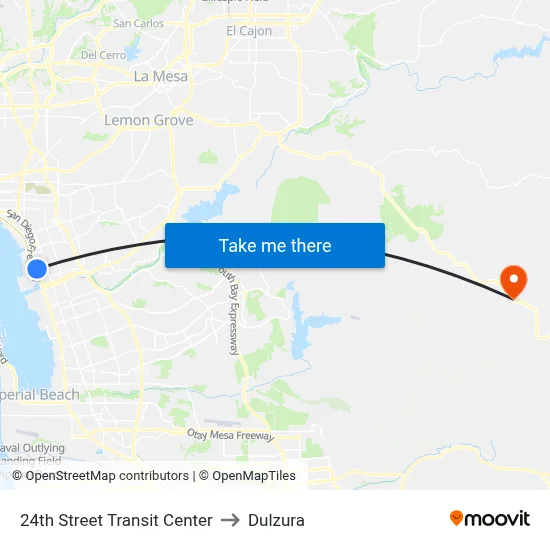 24th Street Transit Center to Dulzura map