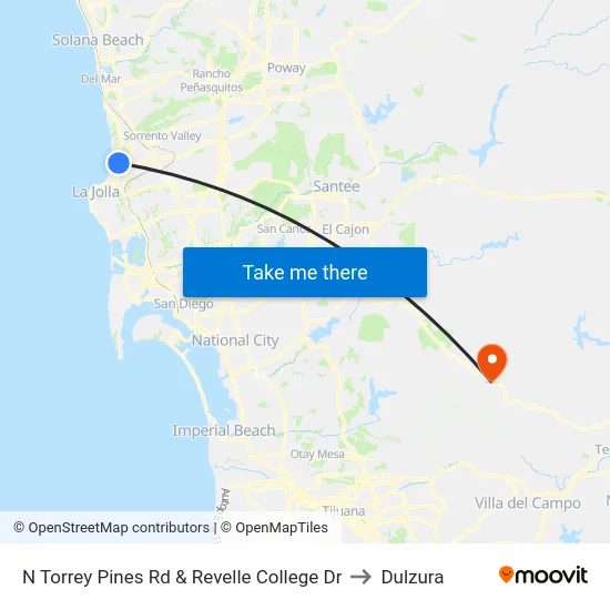 N Torrey Pines Rd & Revelle College Dr to Dulzura map