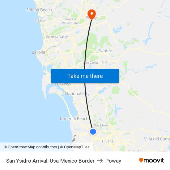 San Ysidro Arrival: Usa-Mexico Border to Poway map