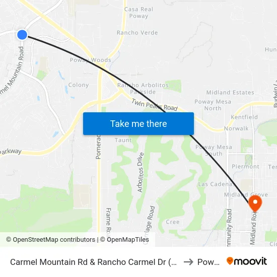 Carmel Mountain Rd & Rancho Carmel Dr (N) to Poway map
