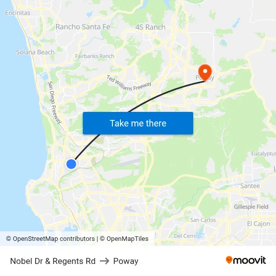 Nobel Dr & Regents Rd to Poway map