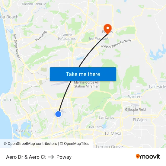 Aero Dr & Aero Ct to Poway map